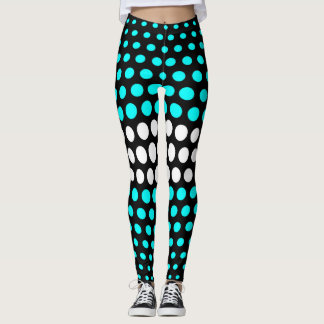 Leggings Motif à pois cyan et blanc