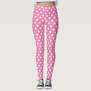 Leggings Motif à pois rose et blanc