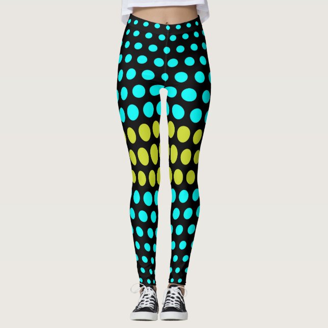 Leggings Motif à pois vert et aqua (Devant)
