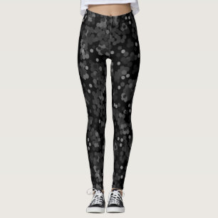 Leggings Motif à pois vert turquoise sur fond noir