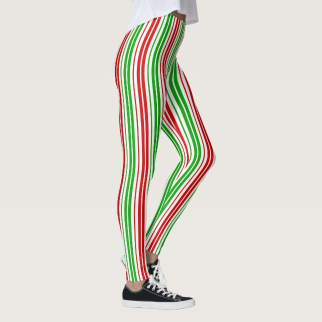 Leggings Motif à rayures blanches rouges et vertes   (Droite)