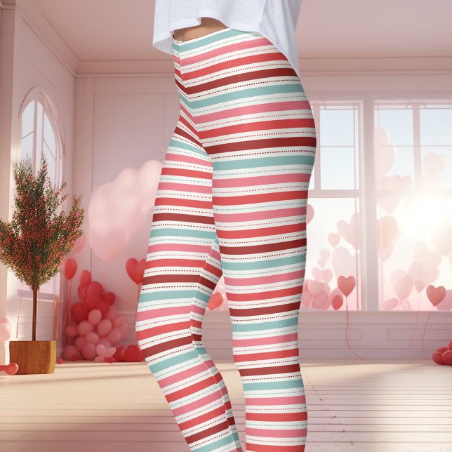 Leggings Motif à rayures de la Saint-Valentin rouge, bleu e (Créateur téléchargé)