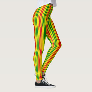 Leggings Motif à rayures jaunes rouges et vertes