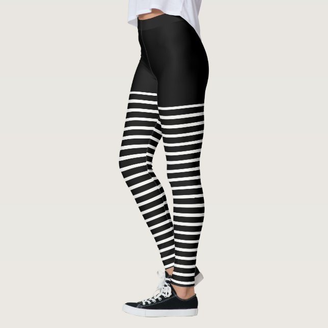 Leggings Motif à rayures noir et blanc (Gauche)