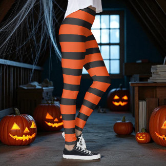 Leggings Motif à rayures orange et noire