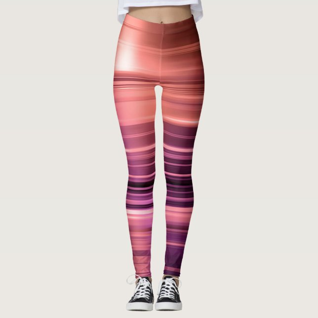 Leggings Motif à rayures orange et violet (Devant)