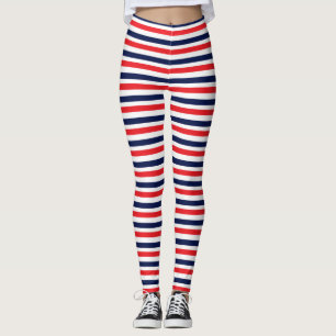 Leggings Motif à rayures rouge, bleu et blanc