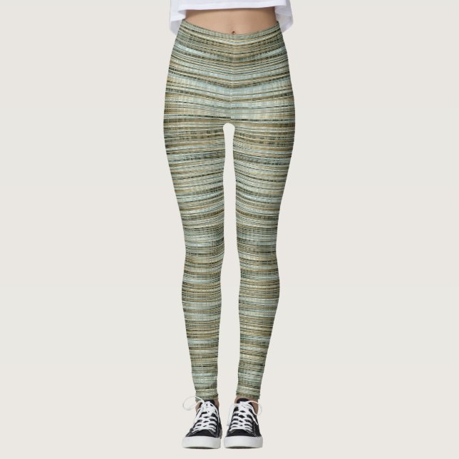 Leggings Motif à rayures turquoise et or (Devant)