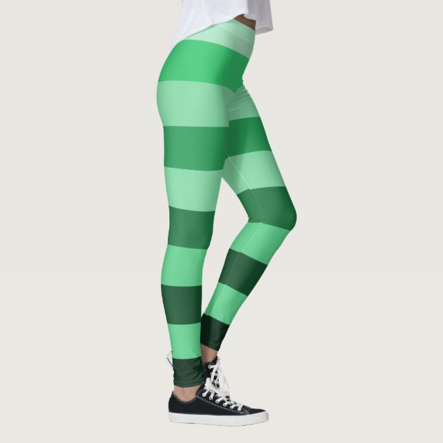 Leggings Motif à rayures vertes Bloc de couleur (Droite)