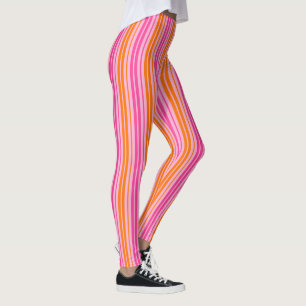 Leggings Motif à rayures verticales rose et orange