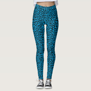 Leggings motif Abstrait 190621 Noir sur Sky Blue