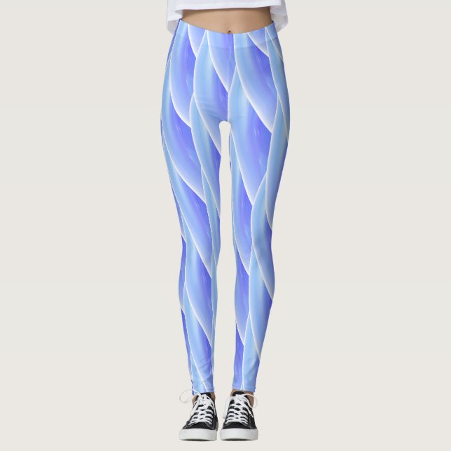 Leggings Motif Abstrait à vague bleue #4 (Devant)