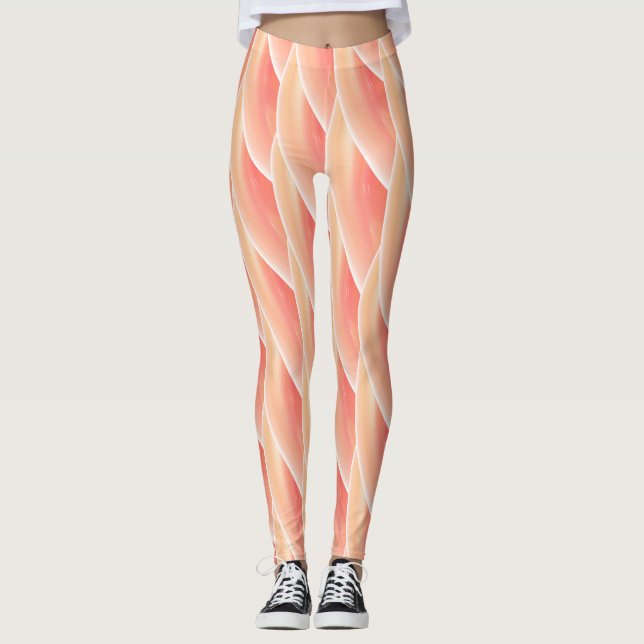 Leggings Motif Abstrait à vague de corail (Devant)