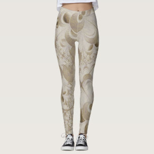 Leggings motif Abstrait beige