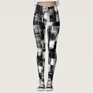 Leggings Motif Abstrait Black White