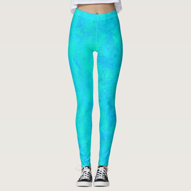 Leggings Motif Abstrait bleu turquoise (Devant)