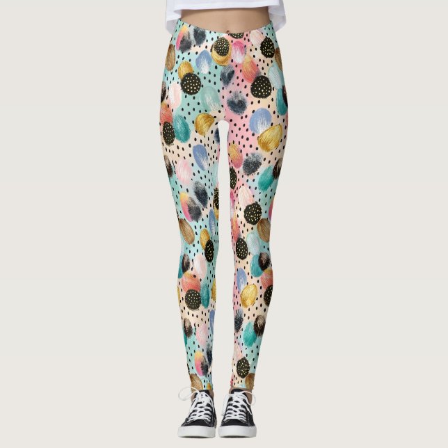 Leggings Motif Abstrait brosse et Pointe Polka (Devant)