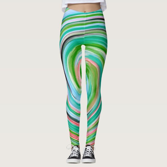 Leggings Motif Abstrait coloré fractal #3 (Devant)