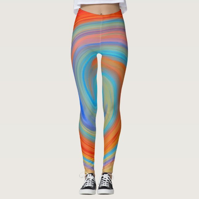 Leggings Motif Abstrait coloré fractal #6 (Devant)