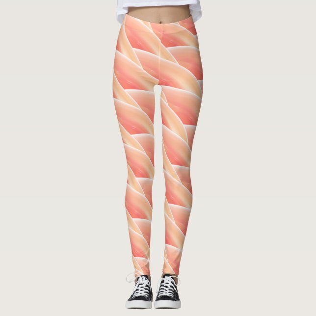 Leggings Motif Abstrait Coral Curly Wave #2 (Devant)