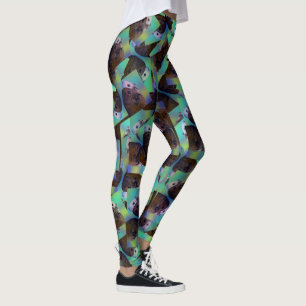 Leggings Motif Abstrait De Cochon De Guinée Brown Et Blanch