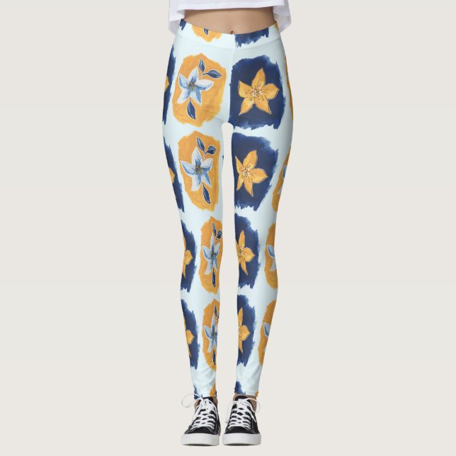Leggings Motif abstrait de fleurs (Devant)