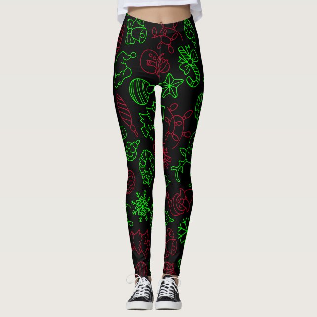 Leggings Motif Abstrait de Noël (Devant)