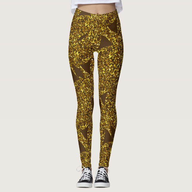Leggings Motif abstrait doré (Devant)