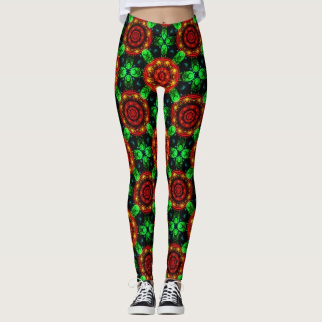 Leggings Motif abstrait élégant boho moderne floral #504 (Devant)