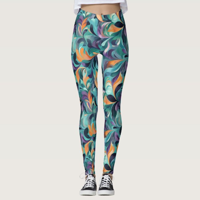 Leggings Motif Abstrait et dynamique inspiré par Paisley (Devant)
