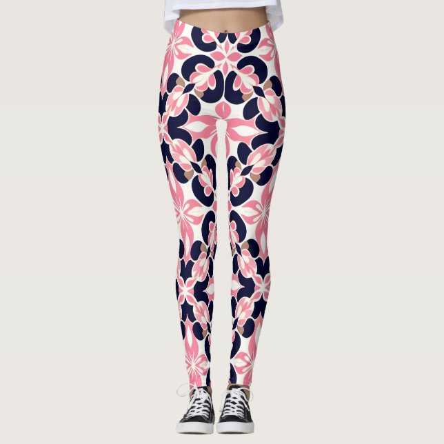 Leggings Motif Abstrait Floral Coloré (Devant)