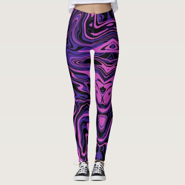 Leggings Motif Abstrait Fluid violet électrique (Devant)