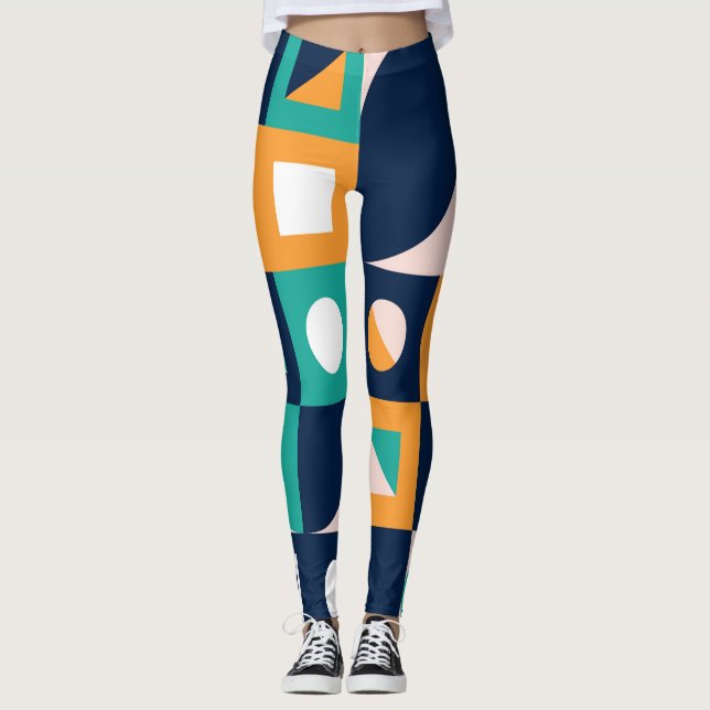 Leggings Motif abstrait géométrique : coloré, design modern (Devant)