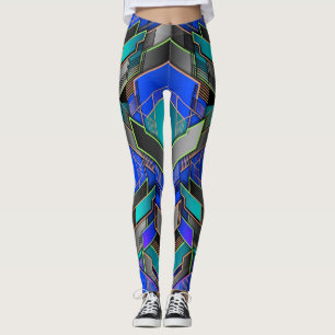 Leggings Motif Abstrait Géométrique Prisme Néon