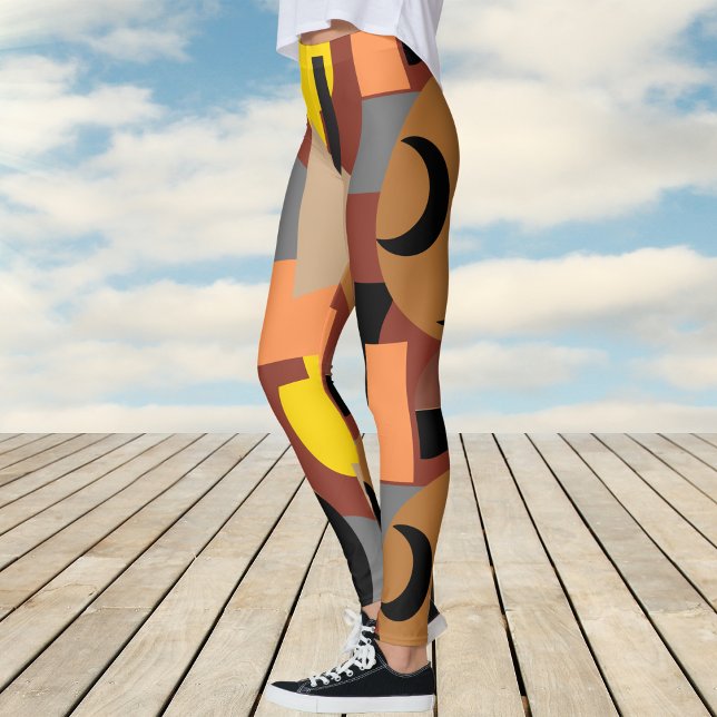Leggings Motif Abstrait Gras Burnt Umber (Bold Burnt Umber Colorful Abstract Pattern Leggings)