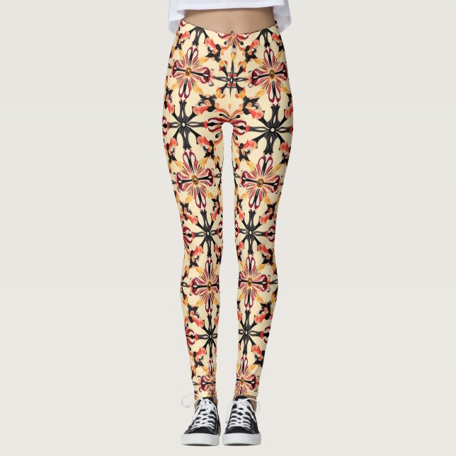 Leggings Motif Abstrait jaune clair (Devant)
