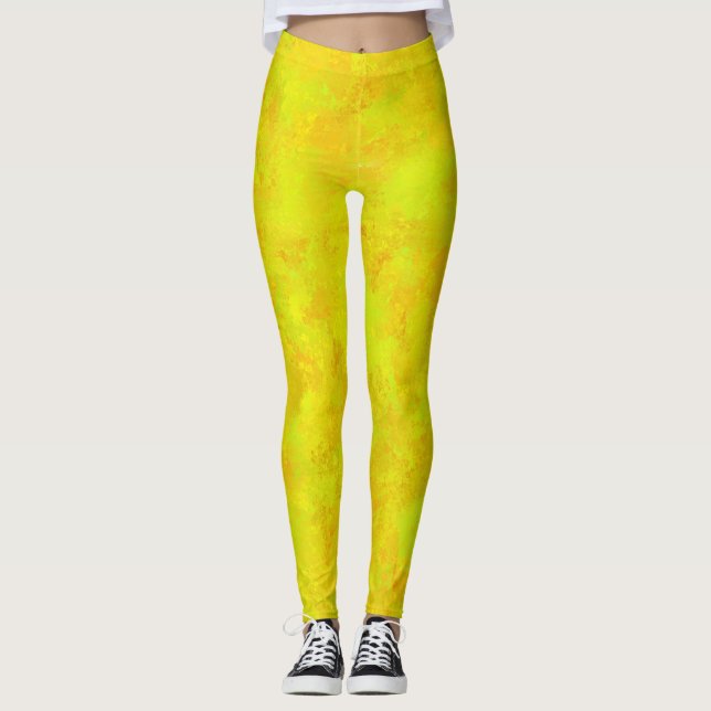 Leggings Motif Abstrait Jaune Orange Vert (Devant)