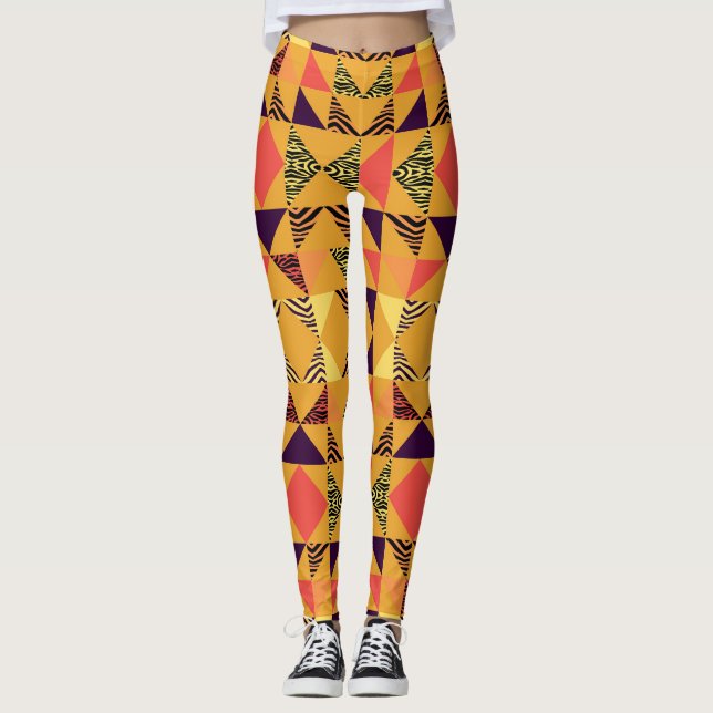 Leggings Motif Abstrait Memphis Pastel Triangle. (Devant)