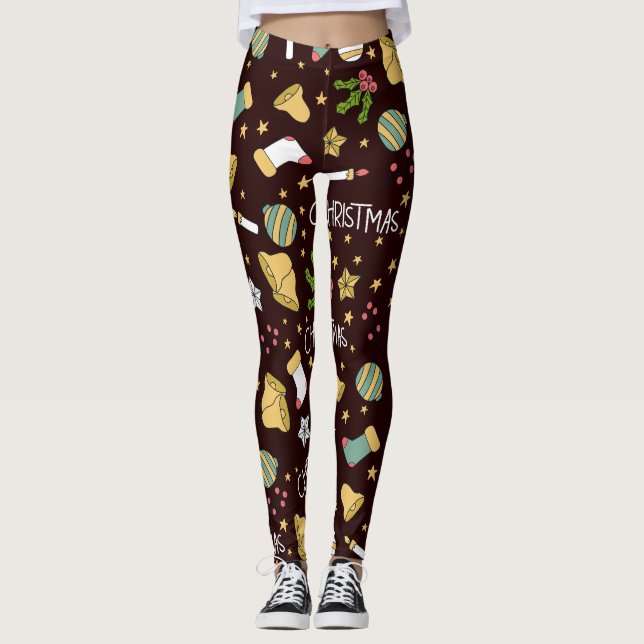 Leggings Motif Abstrait minimaliste de Noël (Devant)