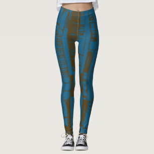 Leggings Motif abstrait moderne bleu et marron