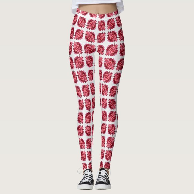 Leggings Motif Abstrait moderne rouge blanc (Devant)