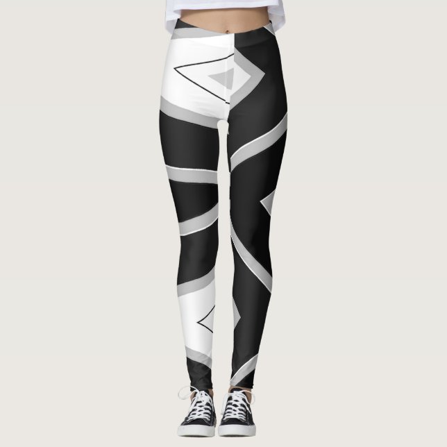 Leggings Motif abstrait noir blanc "Ratti_Creative_Arts" (Devant)