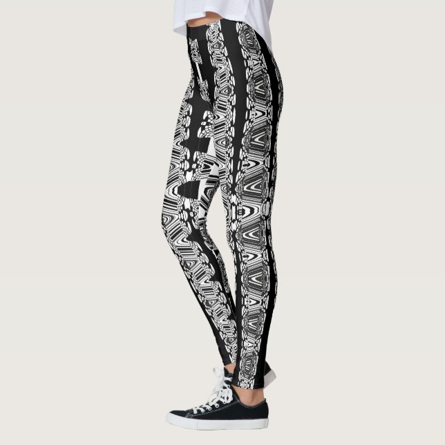 Leggings motif abstrait noir et blanc (Gauche)