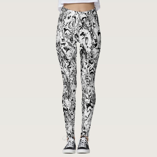 Leggings Motif Abstrait noir et blanc (Devant)