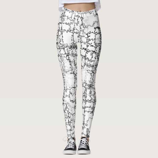 Leggings Motif Abstrait noir et blanc (Devant)