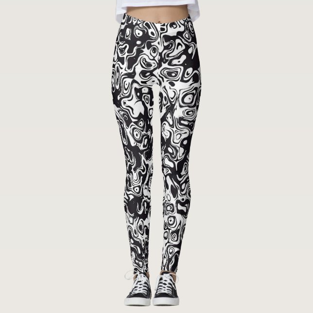 Leggings Motif abstrait noir et blanc (Devant)