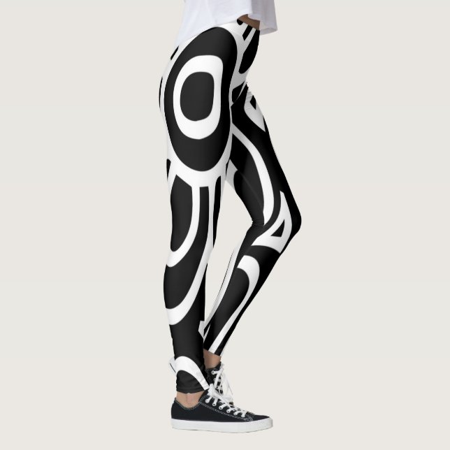 Leggings Motif Abstrait noir et blanc (Droite)