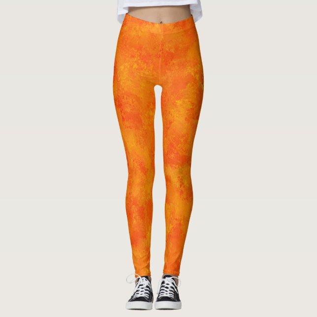 Leggings Motif Abstrait Orange (Devant)