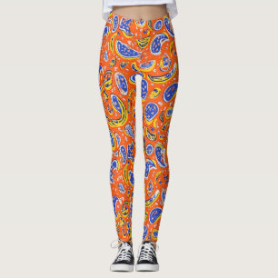 Leggings Motif Abstrait Orange Paisley