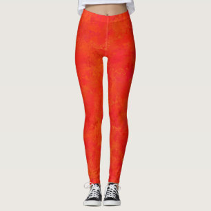 Leggings Motif Abstrait Orange Rouge